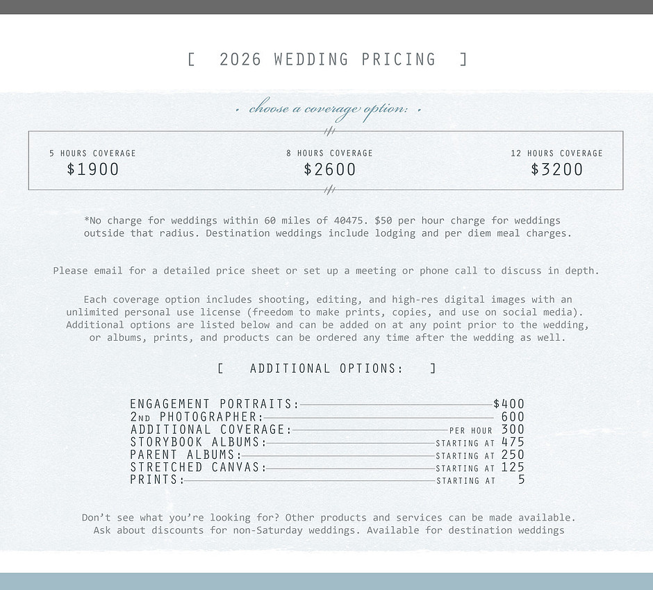 2026 - website pricing WED