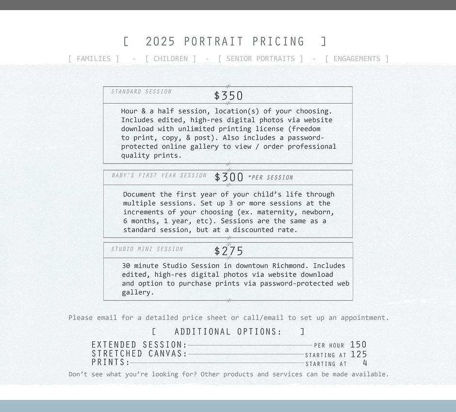 2025 - website pricing PORT
